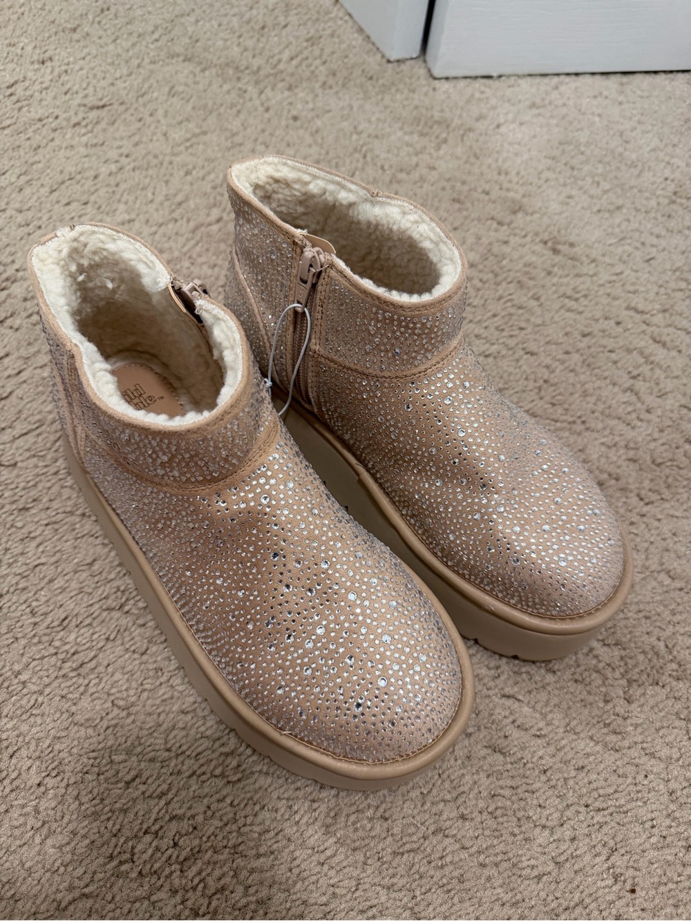 wild fable Blush Sparkle Sherpa Ankle Boots